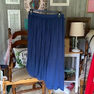 Navy Asymmetrical elastic waist skirt